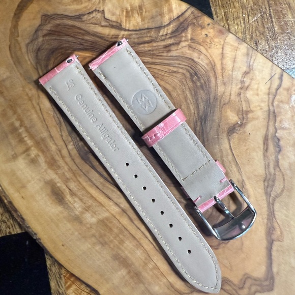 Michele 18mm Pink Leather Croc Watch Strap Band - Picture 3 of 4